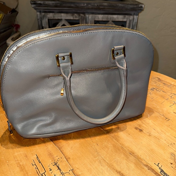 Gray Leather Handbag w/ pocketwatch - Picture 2 of 4